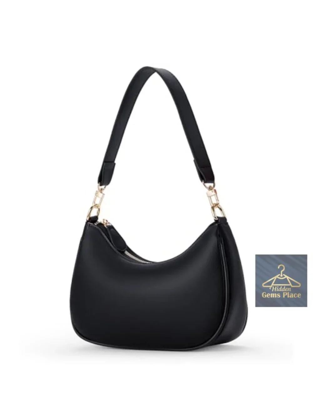 Hobo Shoulder Bag with Gold Chain Strap, Adjustable, PU Leather, Large Capacity